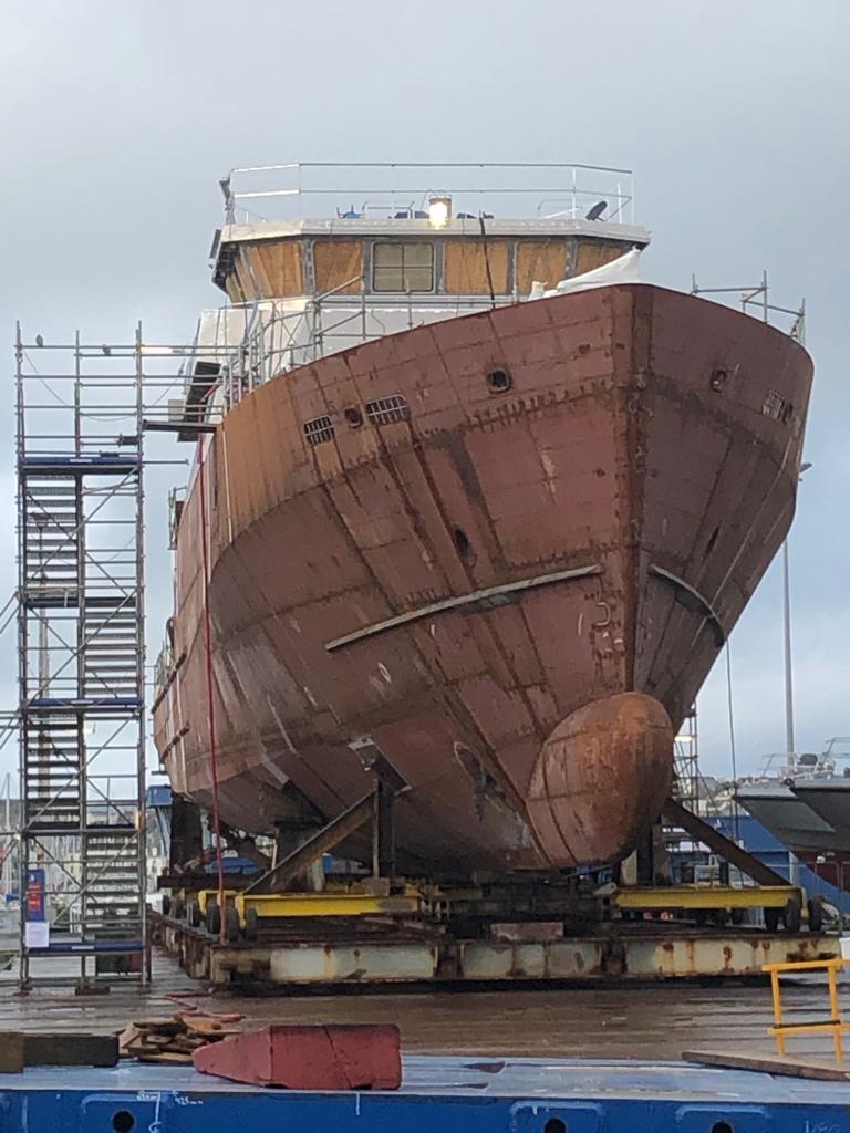 Le patrouilleur Walo en construction au chantier naval